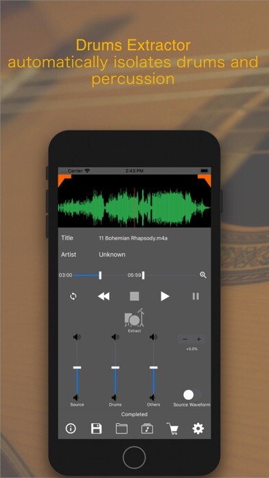 Emulate iPhone app Drums Extractor - for musician using MyAndroid