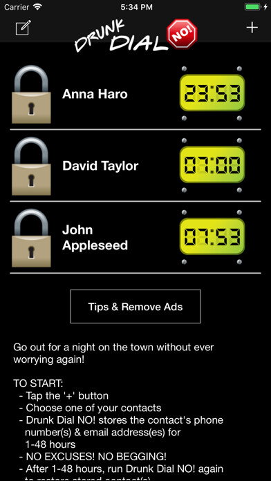 Emulate iPhone app Drunk Dial NO! Block Mistakes! using MyAndroid