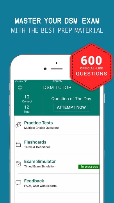 Emulate iPhone app DSM-5 Practice Exam Prep 2017 – Q&A Flashcards using MyAndroid