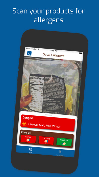 Emulate iPhone app dtect - Food & Product Scanner using MyAndroid Emulate iPhone app dtect - Food & Product Scanner using MyAndroid
