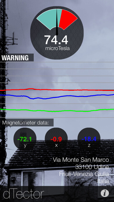 Emulate iPhone app dTector PRO - Metal Detector and EMF level meter using MyAndroid