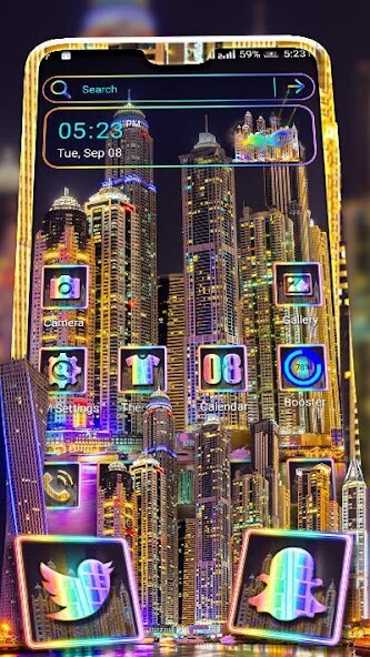 Run android online APK Dubai Night Skyline Theme Launcher from MyAndroid or emulate Dubai Night Skyline Theme Launcher using MyAndroid