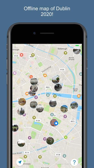 Emulate iPhone app Dublin 2020 — offline map using MyAndroid