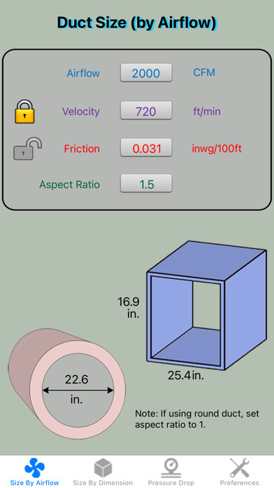 Emulate iPhone app Duct Calculator Elite using MyAndroid