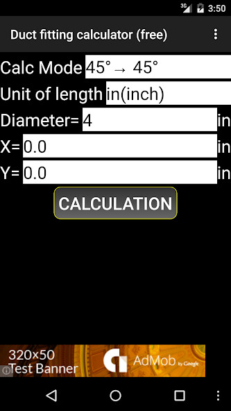 Run android online APK Duct fitting calculator (Ads) from MyAndroid or emulate Duct fitting calculator (Ads) using MyAndroid
