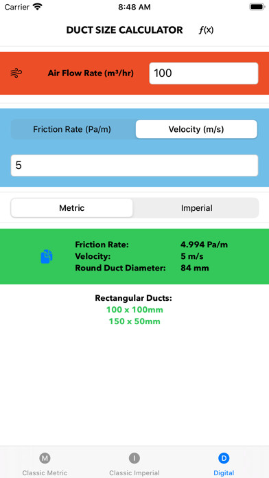 Emulate iPhone app Duct Meter using MyAndroid