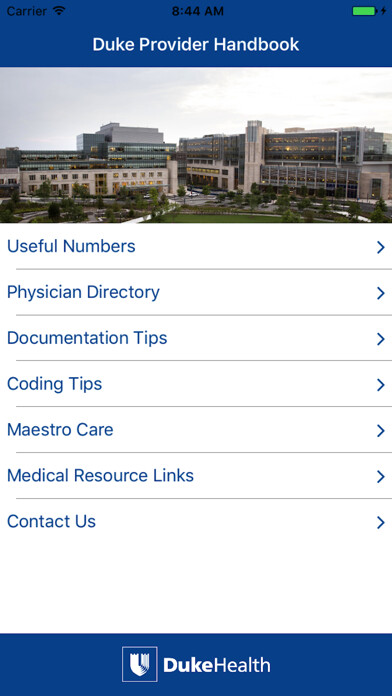 Emulate iPhone app Duke Provider Handbook using MyAndroid Emulate iPhone app Duke Provider Handbook using MyAndroid