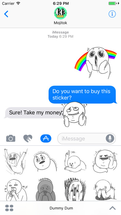 Emulate iPhone app Dummy Dum Stickers using MyAndroid Emulate iPhone app Dummy Dum Stickers using MyAndroid