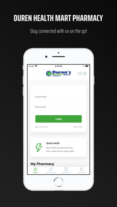 Emulate iPhone app Duren Health Mart Pharmacy using MyAndroid
