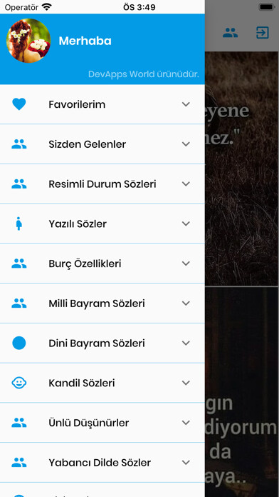Emulate iPhone app Durum Sözleri using MyAndroid
