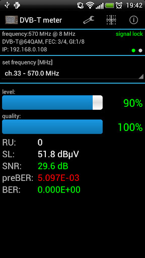 Run android online APK DVB-T meter from MyAndroid or emulate DVB-T meter using MyAndroid