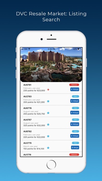 Emulate iPhone app DVC Resale Market Search App using MyAndroid
