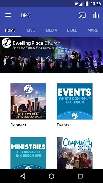 Emulate iPhone app Dwelling Place Church Houston using MyAndroid