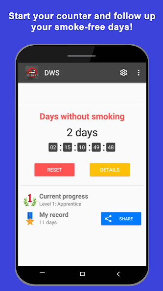 Run android online APK DWS: Anti-smoking counter from MyAndroid or emulate DWS: Anti-smoking counter using MyAndroid