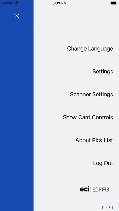 Emulate iPhone app E2 MFG PickList using MyAndroid