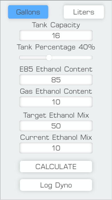 Emulate iPhone app E85 Mix Ethanol Calculator using MyAndroid Emulate iPhone app E85 Mix Ethanol Calculator using MyAndroid