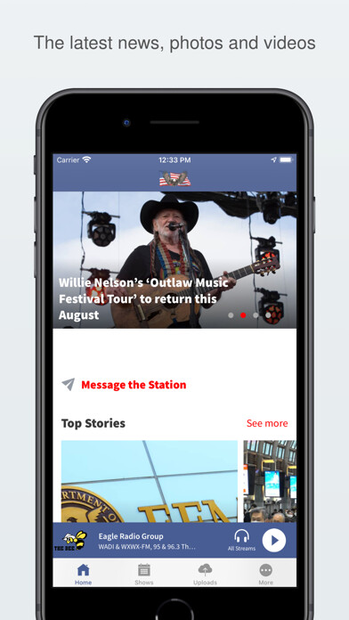 Emulate iPhone app Eagle Radio Group using MyAndroid
