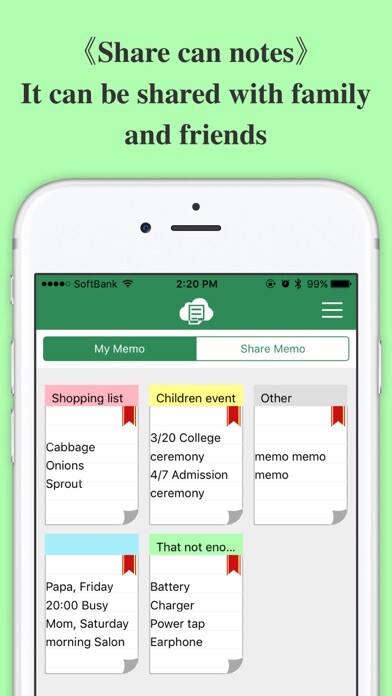Emulate iPhone app Easily can be shared notes Emulate iPhone app Easily can be shared notes