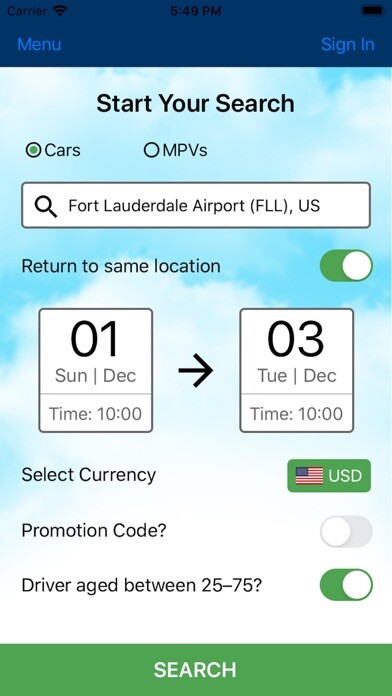Emulate iPhone app Easirent using MyAndroid