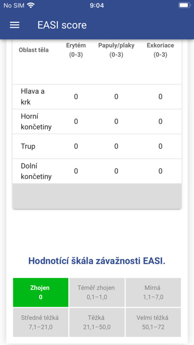 Emulate iPhone app EASI score using MyAndroid Emulate iPhone app EASI score using MyAndroid