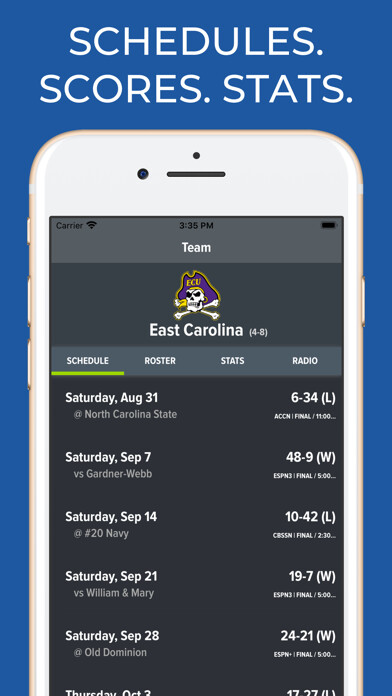 Emulate iPhone app East Carolina Football App using MyAndroid