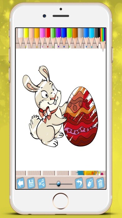 Emulate iPhone app Easter chocolates picture book - paint Raster eggs bunnies coloring game kids using MyAndroid