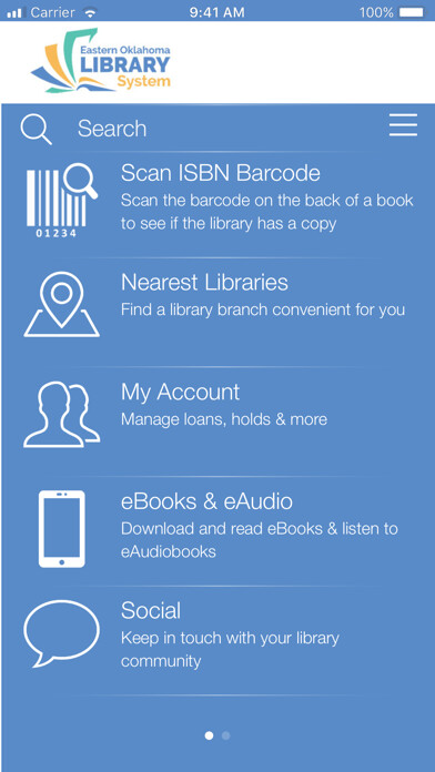 Emulate iPhone app Eastern OK Library System using MyAndroid