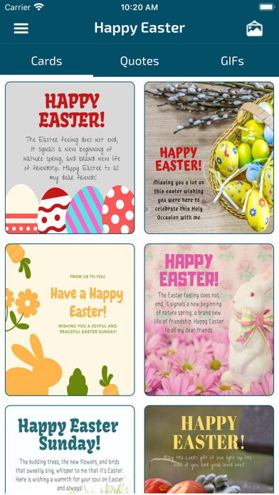 Emulate iPhone app Easter Wishes & Cards using MyAndroid