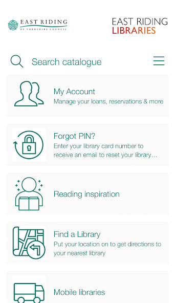Emulate iPhone app East Riding Libraries using MyAndroid
