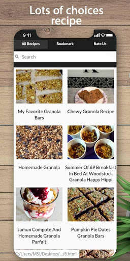 Run android online APK Easy & Delicious Granola Recipes from MyAndroid or emulate Easy & Delicious Granola Recipes using MyAndroid
