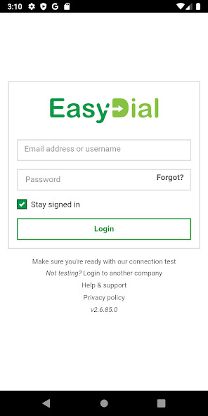 Run android online APK easy dial from MyAndroid or emulate easy dial using MyAndroid