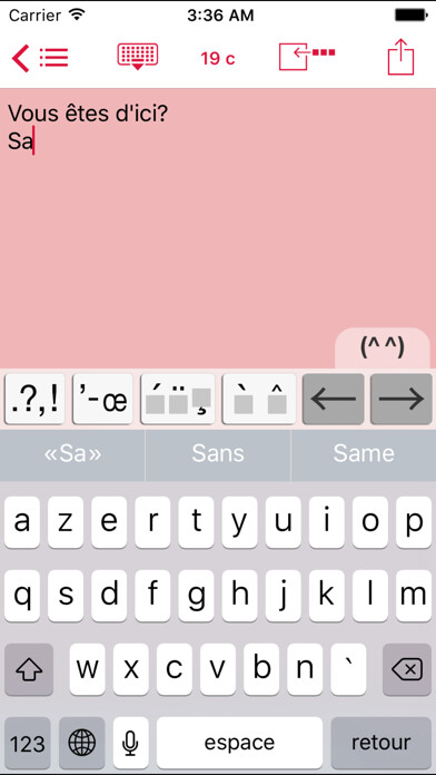 Emulate iPhone app Easy Mailer French Keyboard using MyAndroid