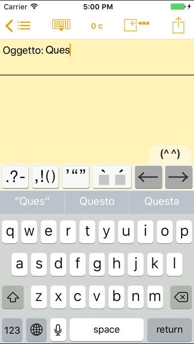 Emulate iPhone app Easy Mailer Italian Keyboard using MyAndroid