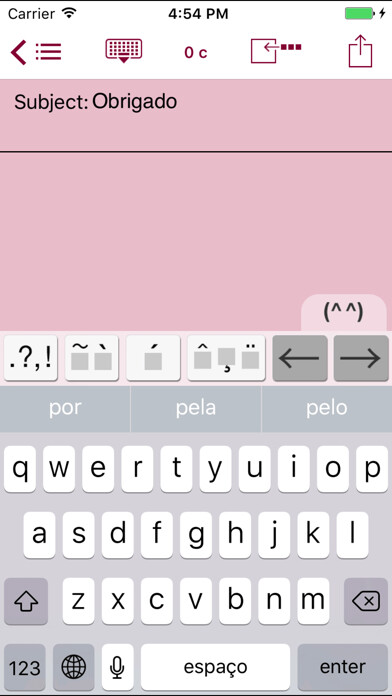 Emulate iPhone app Easy Mailer Portuguese using MyAndroid