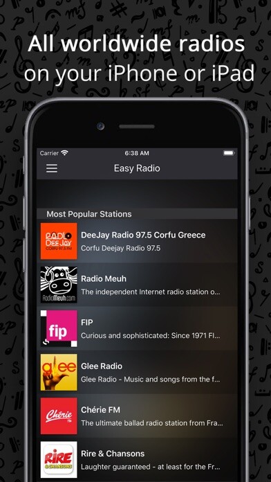 Emulate iPhone app Easy Radio, Live AM FM Station using MyAndroid