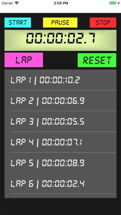 Emulate iPhone app Easy Stopwatch With Laps using MyAndroid