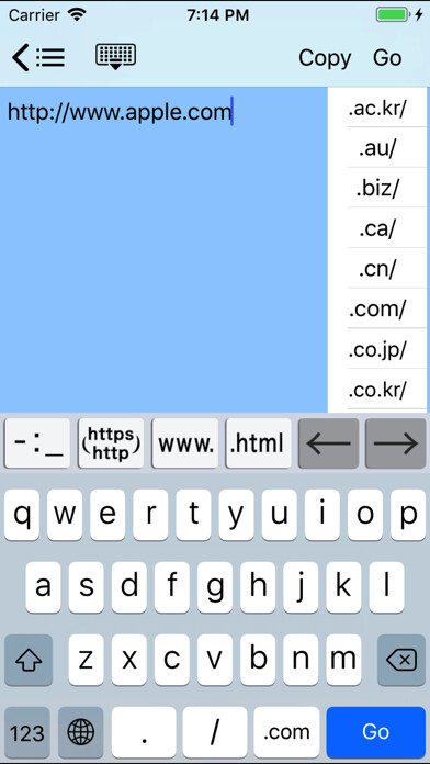 Emulate iPhone app Easy URL Keyboard using MyAndroid