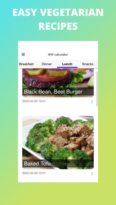 Emulate iPhone app Easy Vegetarian Recipes App using MyAndroid