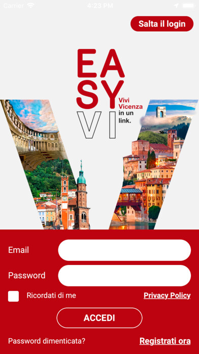 Emulate iPhone app EasyVi - Guida di Vicenza using MyAndroid