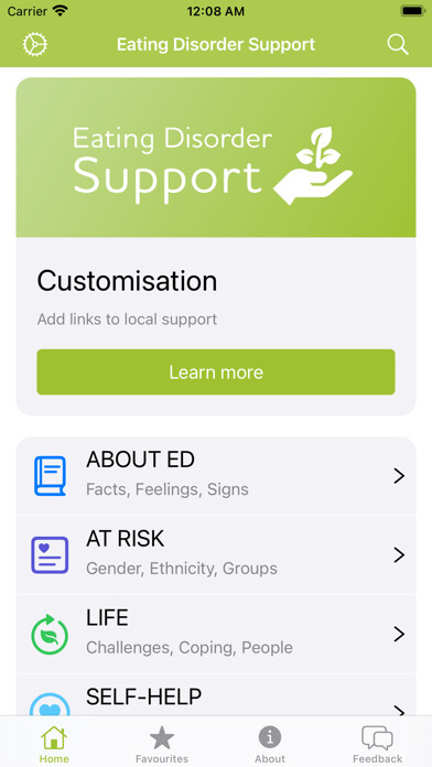 Emulate iPhone app Eating Disorder Support using MyAndroid