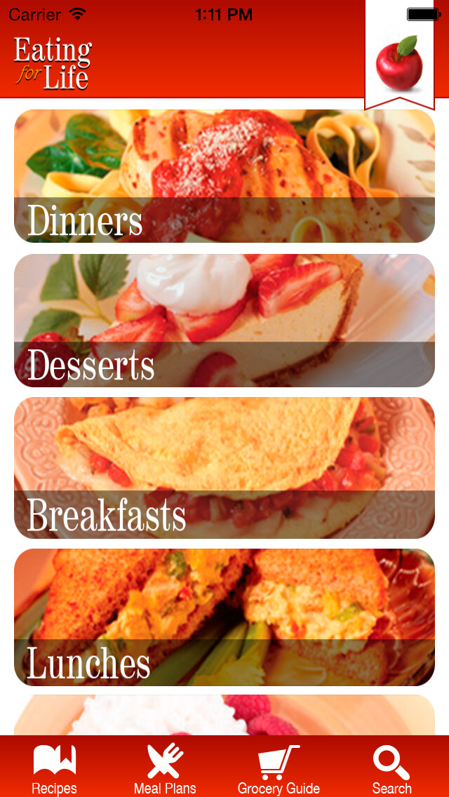 Emulate iPhone app Eating for Life using MyAndroid