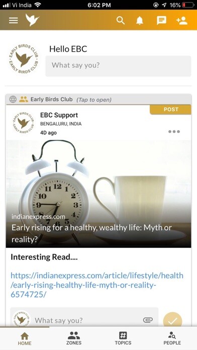Emulate iPhone app EBC (Early Birds Club) using MyAndroid