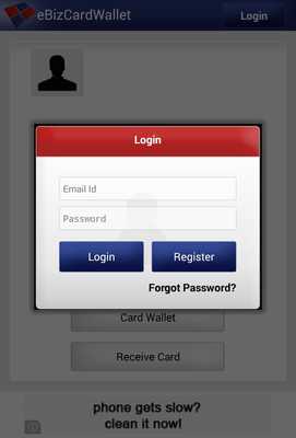 Emulate Android APK eBizCard Wallet V2.1