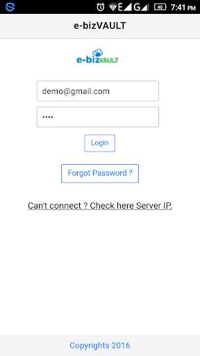 Run android online APK e-bizVAULT from MyAndroid or emulate e-bizVAULT using MyAndroid