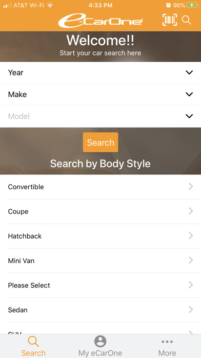Emulate iPhone app eCarOne Car Search using MyAndroid