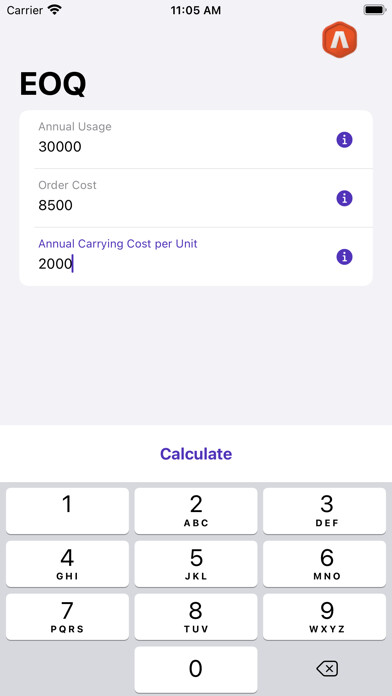 Emulate iPhone app Economic Order Quantity using MyAndroid