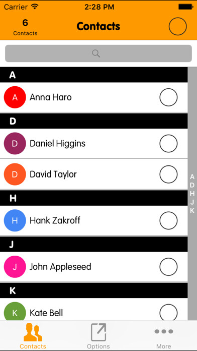 Emulate iPhone app eContacts Lite : Phonebook Backup using MyAndroid