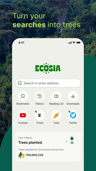 Emulate iPhone app Ecosia using MyAndroid