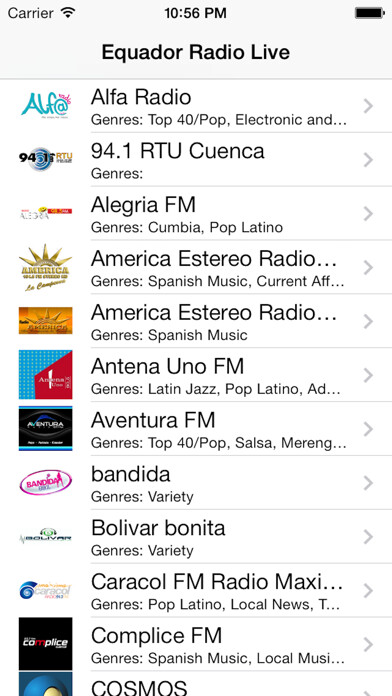 Emulate iPhone app Ecuador Radio Live Player (Quito / Spanish / Equador) using MyAndroid
