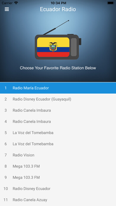 Emulate iPhone app Ecuador Radio Station: Spanish using MyAndroid Emulate iPhone app Ecuador Radio Station: Spanish using MyAndroid